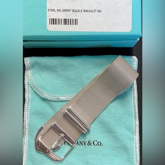Tiffany & Co. “Somerset”  Sterling Silver Mesh Buckle Bracelet - Picture 2 of 3